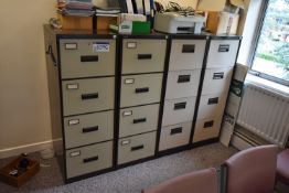 Four Vertical Steel Four Drawer Filing Cabinets (P