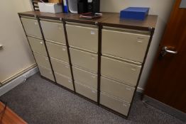 Five Steel Four Drawer Filing Cabinets (Please not