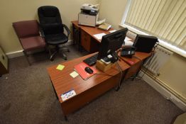 Single Pedestal Desk, fitted return unit, with two