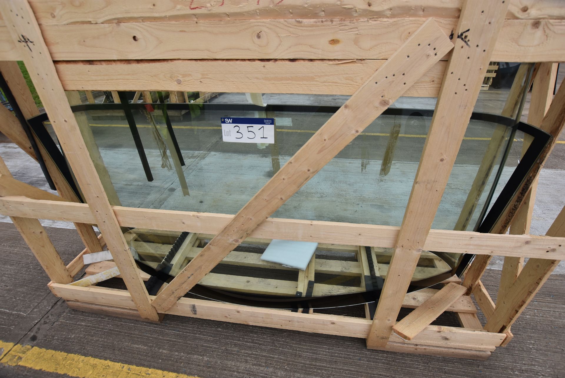 Indcar Windscreen, in timber crate, with damaged w