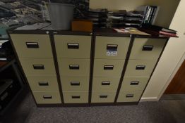 Four Silverline Four Drawer Steel Filing Cabinets