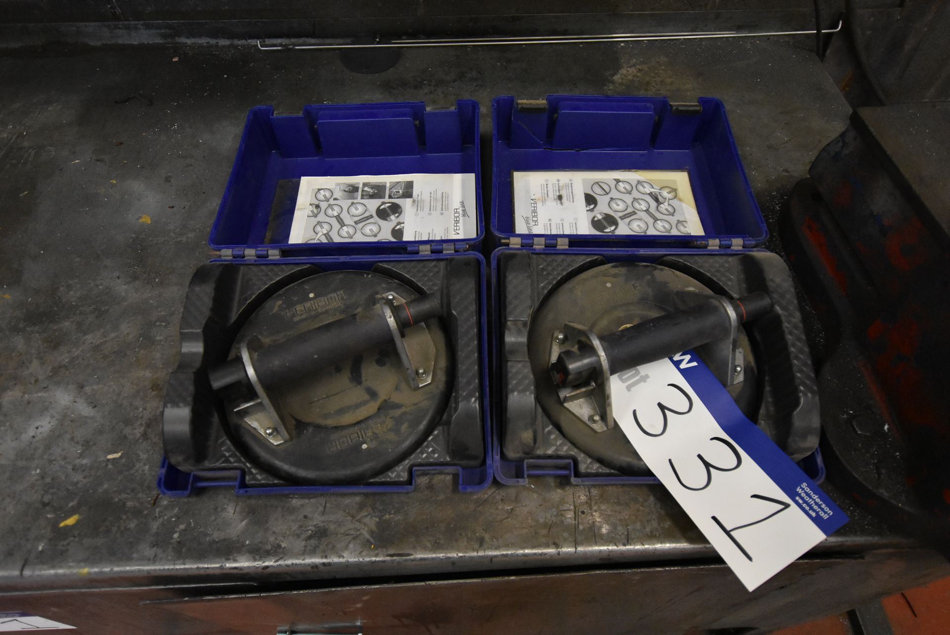 Two Veribor Suction Clamps, in each plastic case (