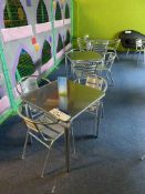 Three Square Aluminium Bistro Tables, with 10 Aluminium Curved Back Dining Chairs