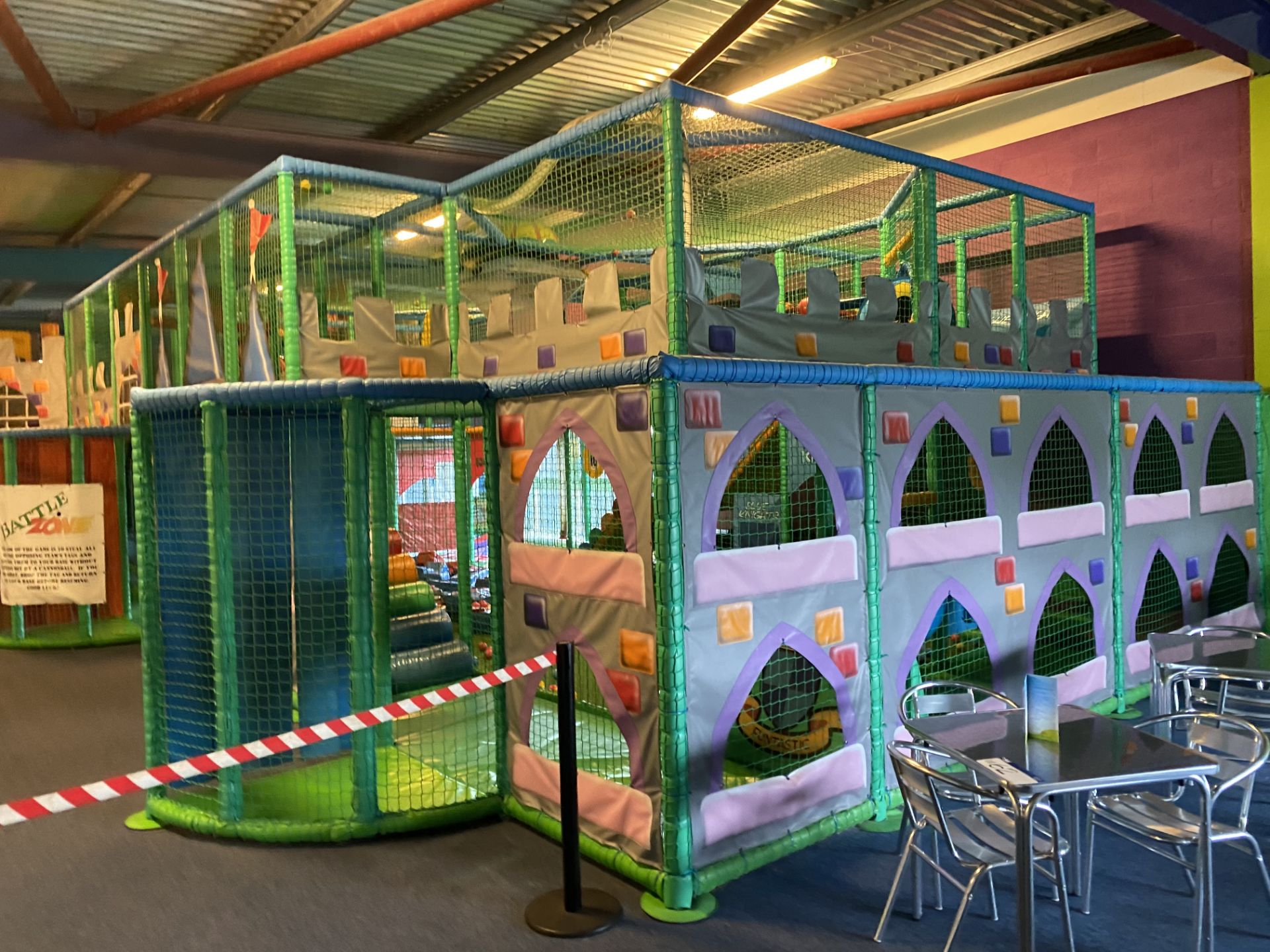 TWO TIER CHILDREN’S SOFT PLAY STRUCTURE, approx. 23m long x 11m wide x 4m high overall, with two - Image 4 of 12