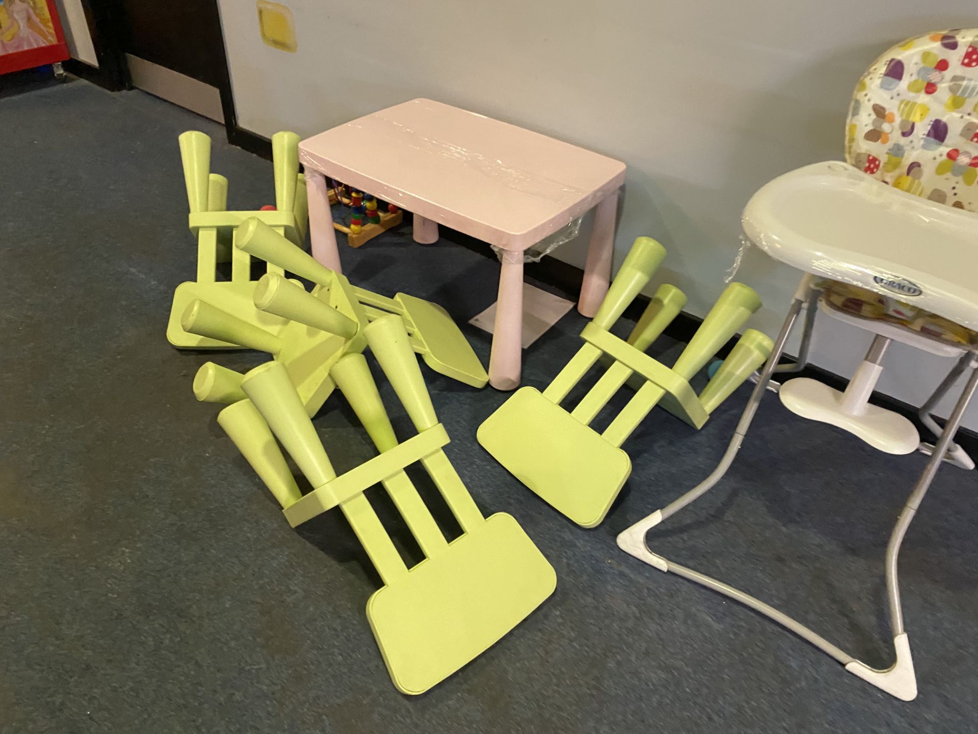 Two Children’s Plastic Circular Tables, with eight chairs - Image 2 of 2