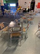 Five Square Aluminium Bistro Tables, with 18 Aluminium Curved Back Dining Chairs