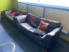 Two Leather Effect Two Seater Settees