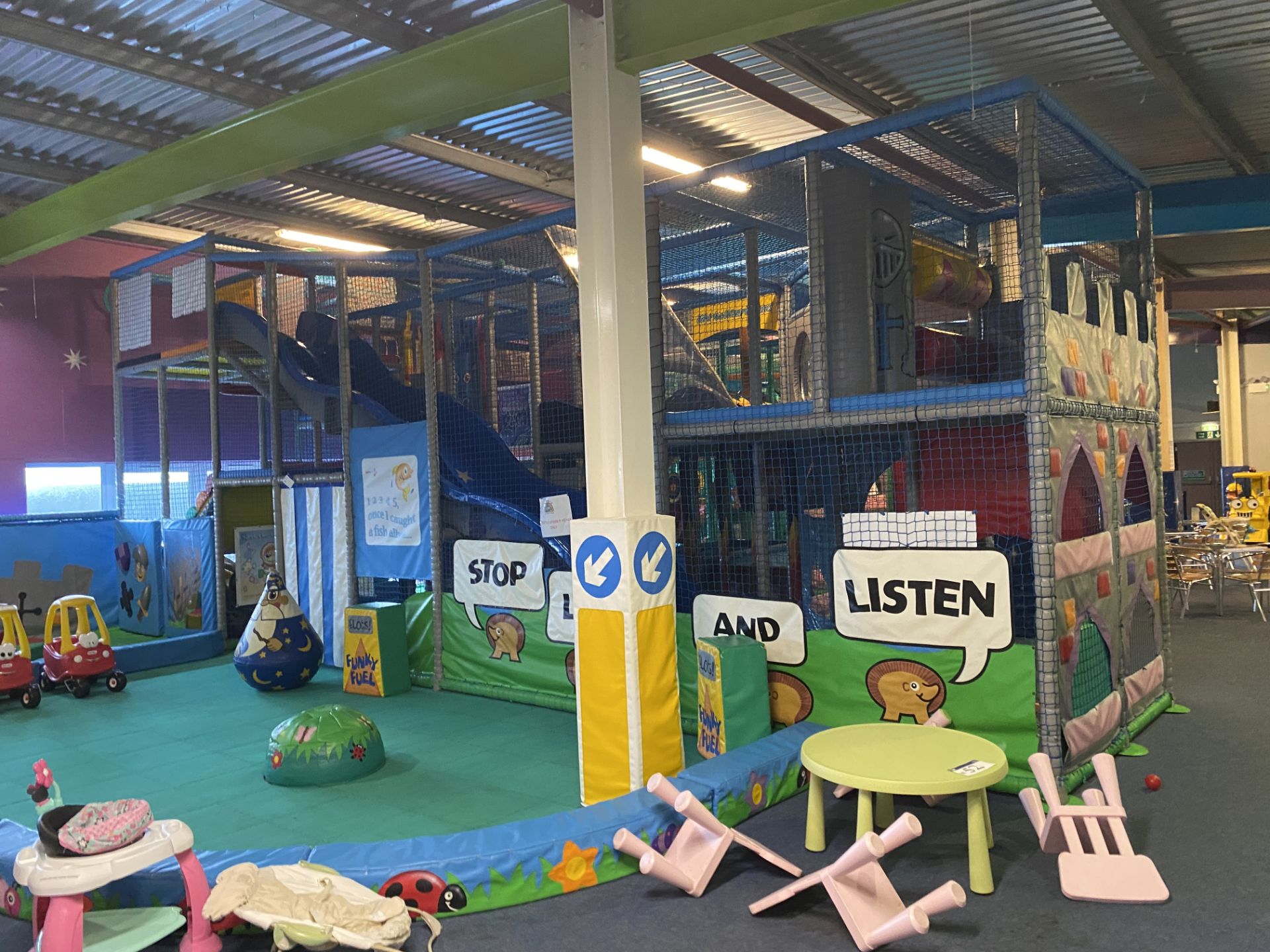 TWO TIER CHILDREN’S SOFT PLAY STRUCTURE, approx. 23m long x 11m wide x 4m high overall, with two