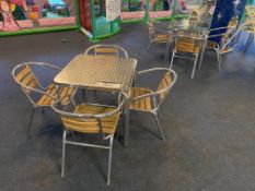 Two Square Aluminium Bistro Tables, with Eight Aluminium Curved Back Dining chairs