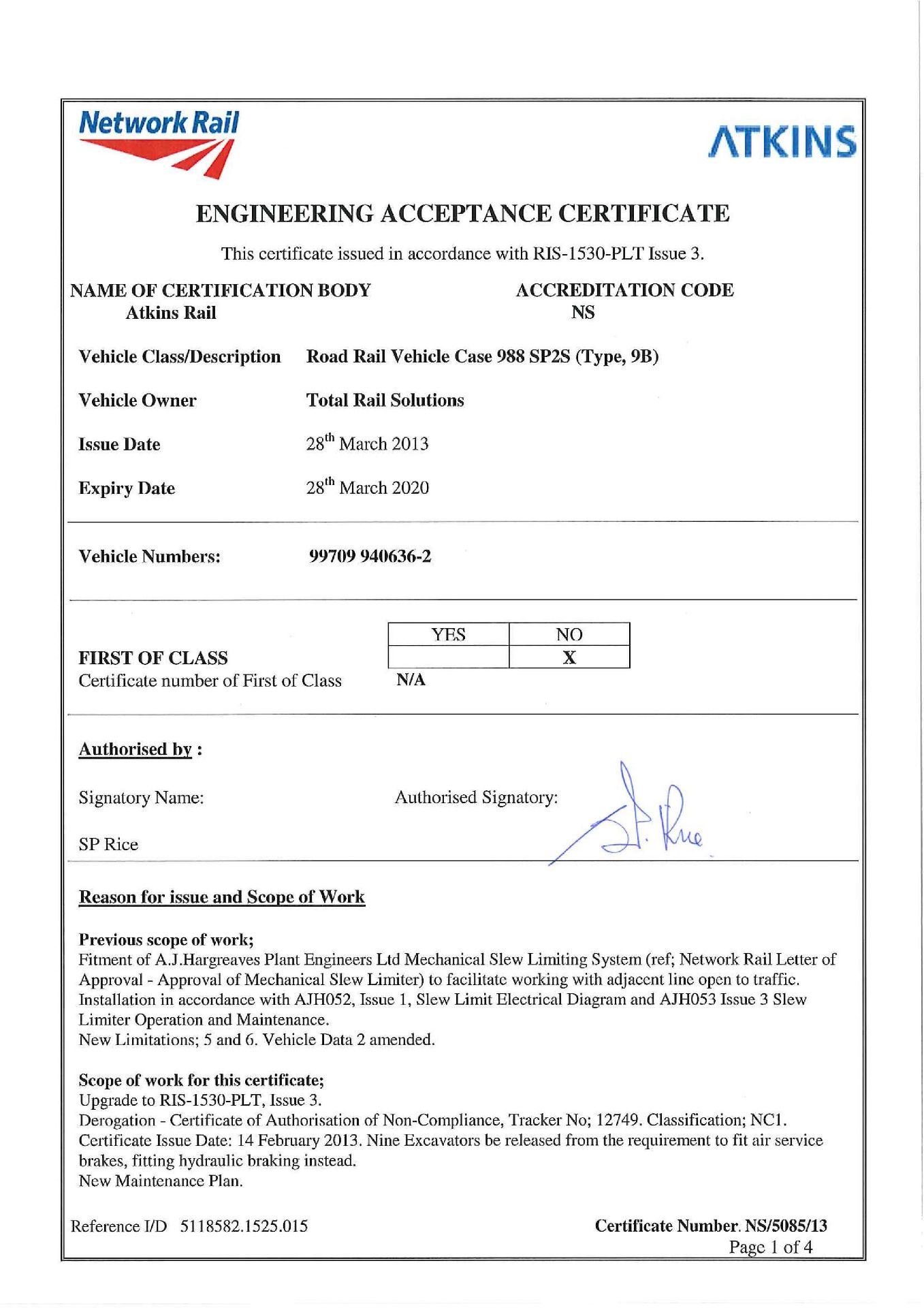 Rexquote Case MEGA 988 SP2S ROAD RAIL EXCAVATOR, (type 9B), serial no. CGG0232234, 2002, 11,243 - Image 12 of 15