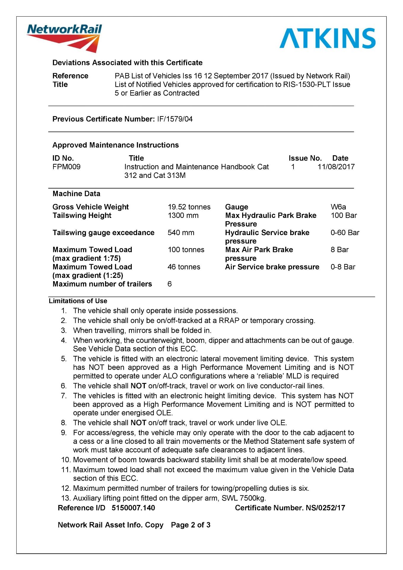 Rexquote Caterpillar M312 ROAD RAIL EXCAVATOR, (type 9B), serial no. 6TL01882, 2003, registration - Image 19 of 20