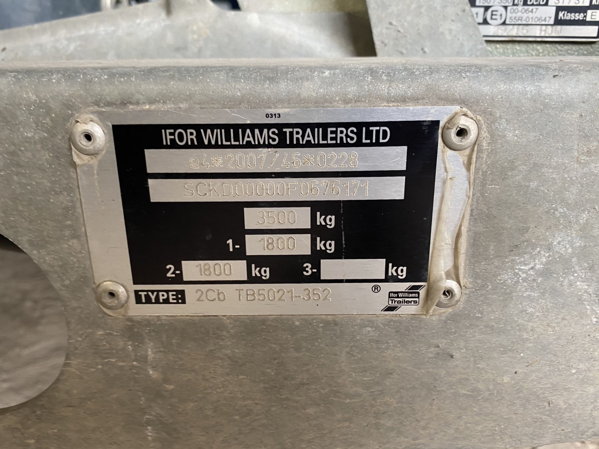 Ifor Williams 2CB TB5021-352 TANDEM AXLE TRAILER, - Image 3 of 3