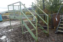 Six Rise Fabricated Steel Staircase & Platform, approx. 3.5m x 1.1m x 2.3m high overall (lot located