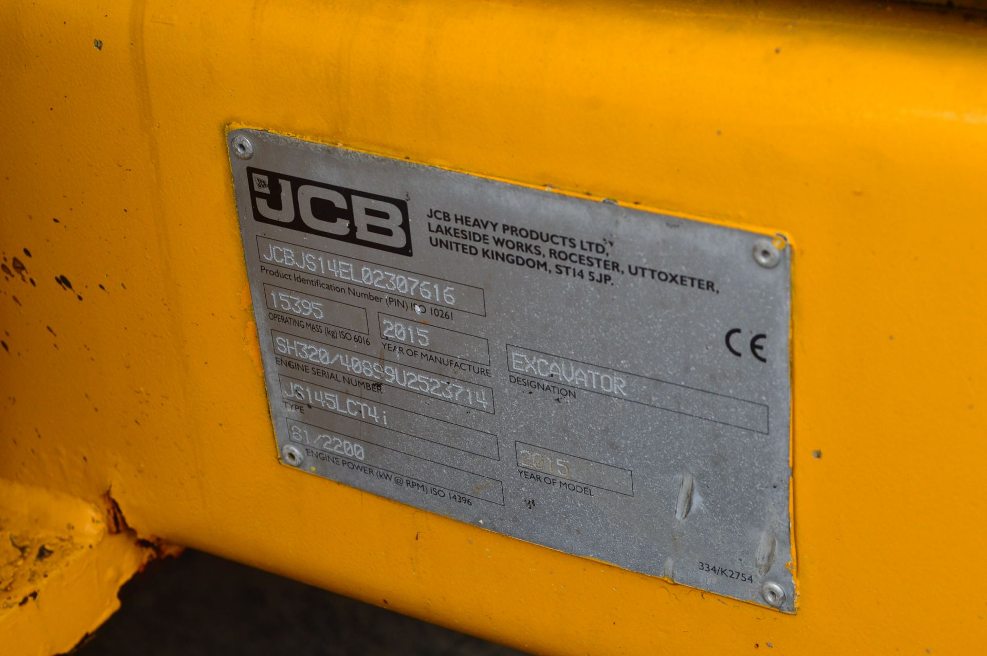 JCB JS145LC T4i TRACKED EXCAVATOR, PIN JCBJS14EL02307616, year of manufacture 2015, indicated - Image 5 of 7