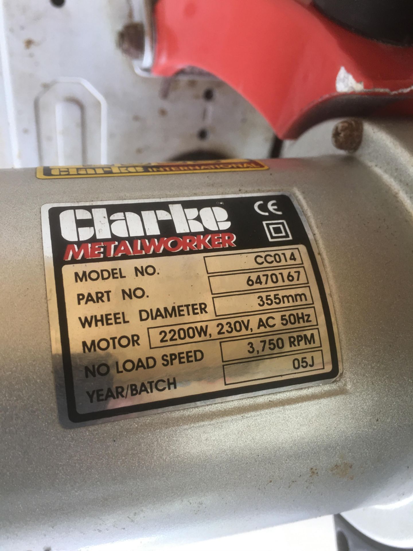Clarke Metalworker CC014 355mm dia. Metal Chop Saw, 240V (lot located at Moorfield Drive, Altham, - Image 3 of 3