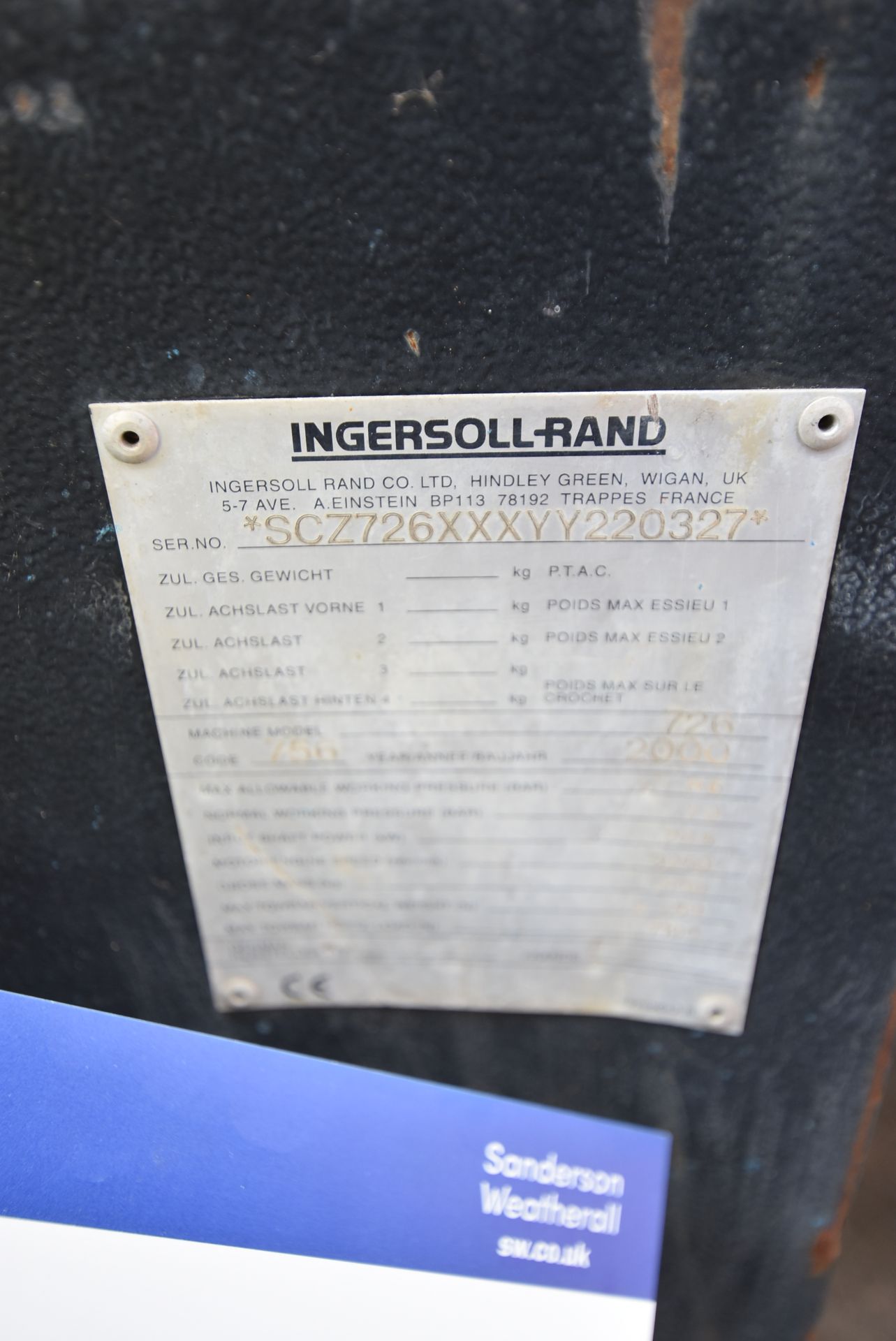 Ingersoll Rand 726 MOBILE AIR COMPRESSOR, serial n - Image 4 of 4