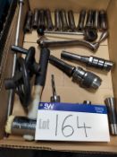 Quantity of Bridgeport tooling including drill chucks and holders, free loading onto purchasers