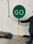 13 x road traffic lollipop stop and go signs with camera's, free loading onto purchasers transport -