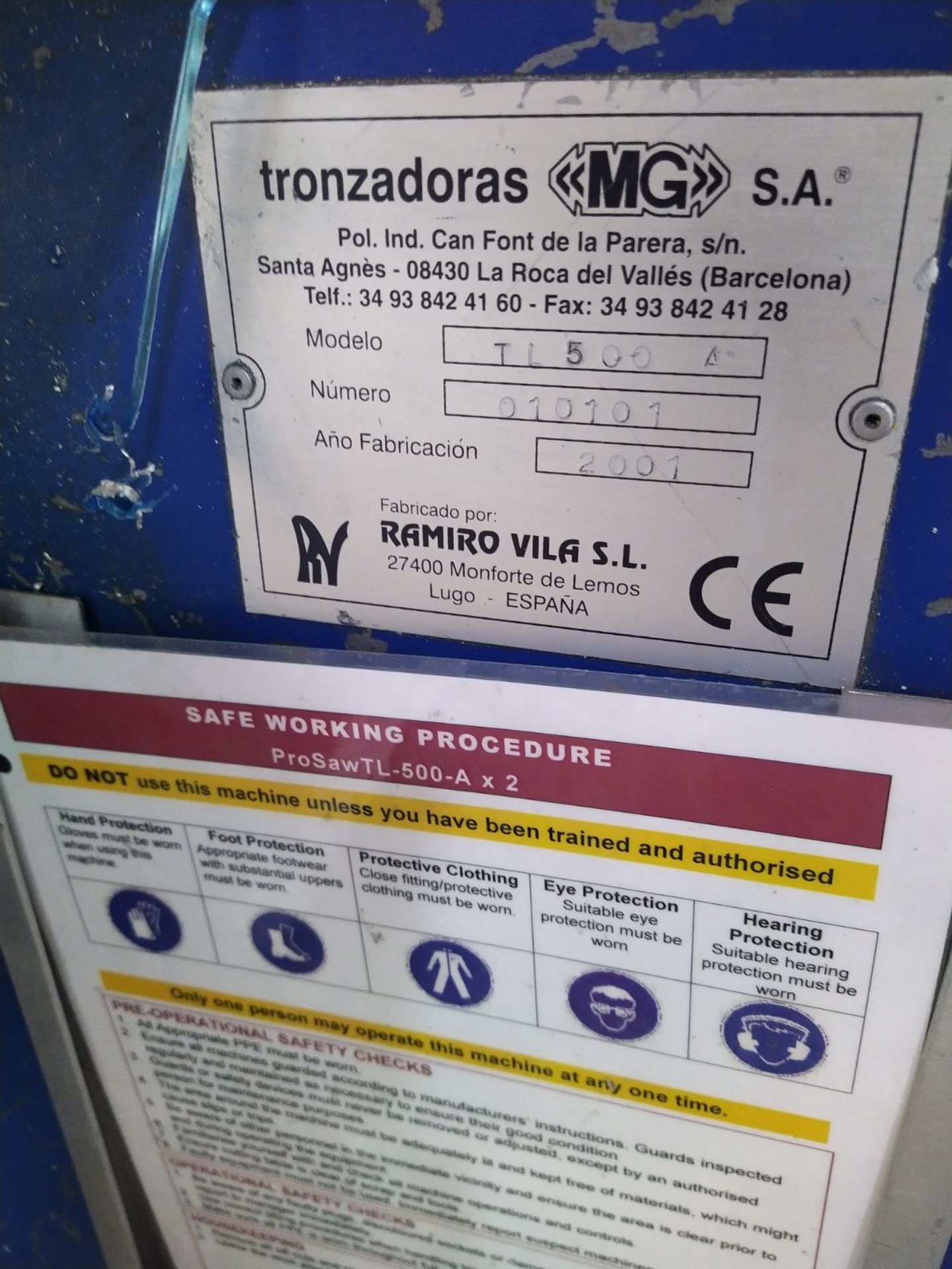 Tronzadoras TL-500-A ALUMINIUM SAW, with roller table, dimensions approx: Saw: 120cm wide, 145cm - Image 5 of 5