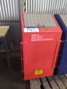 Metal bin - Red, item located in Unicorn Road Site, Off Queen Elizabeth Drive, Oswestry, Shropshire,