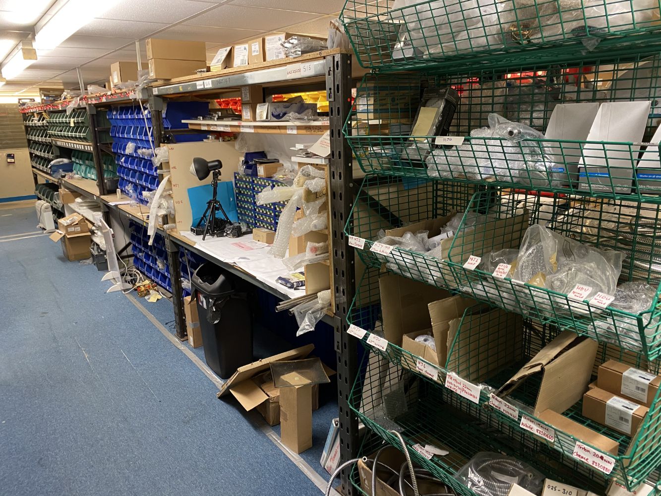 Stock of Shower & Appliance Parts and Accessories (circa £130,000 cost), Warehouse Equipment, Office Furniture & Equipment and Mezzanine Floor