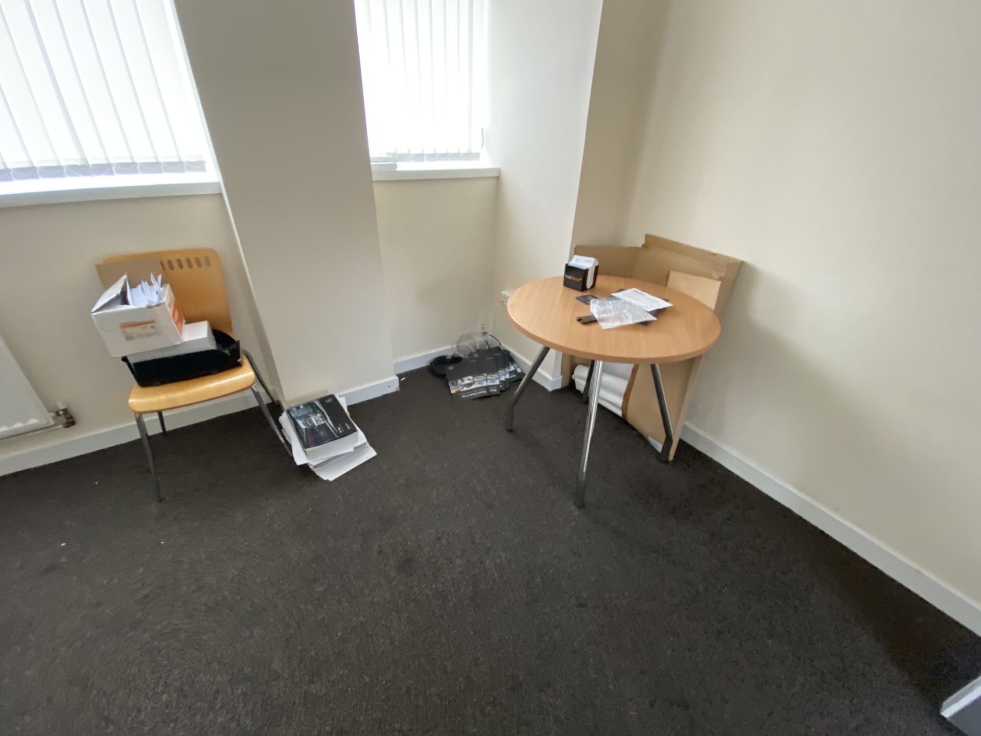 Contents of Office, including light oak veneered curved front cantilever framed desk, two desk - Image 2 of 2