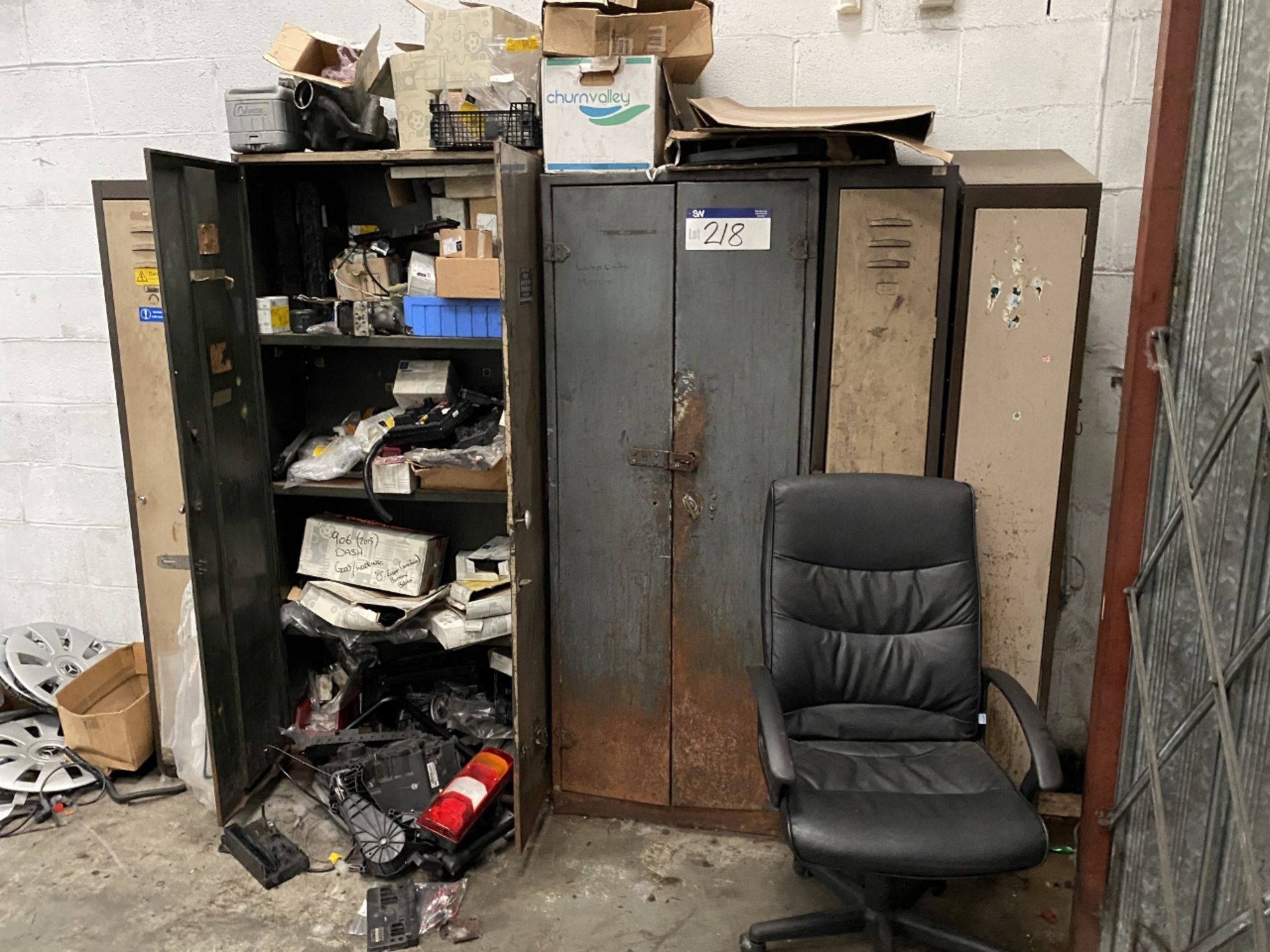 Assorted Double Door Cabinets & Single Door Lockers, with Mercedes Benz spares and parts, mainly - Image 4 of 4