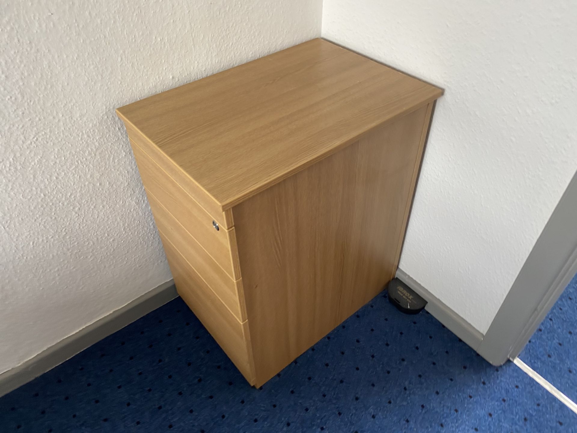 Contents of Office, including light oak veneered curved desk, two chairs and desk pedestal (lot - Image 2 of 2