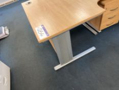 Contents of Office, including two light oak veneered cantilever framed desks, three desk