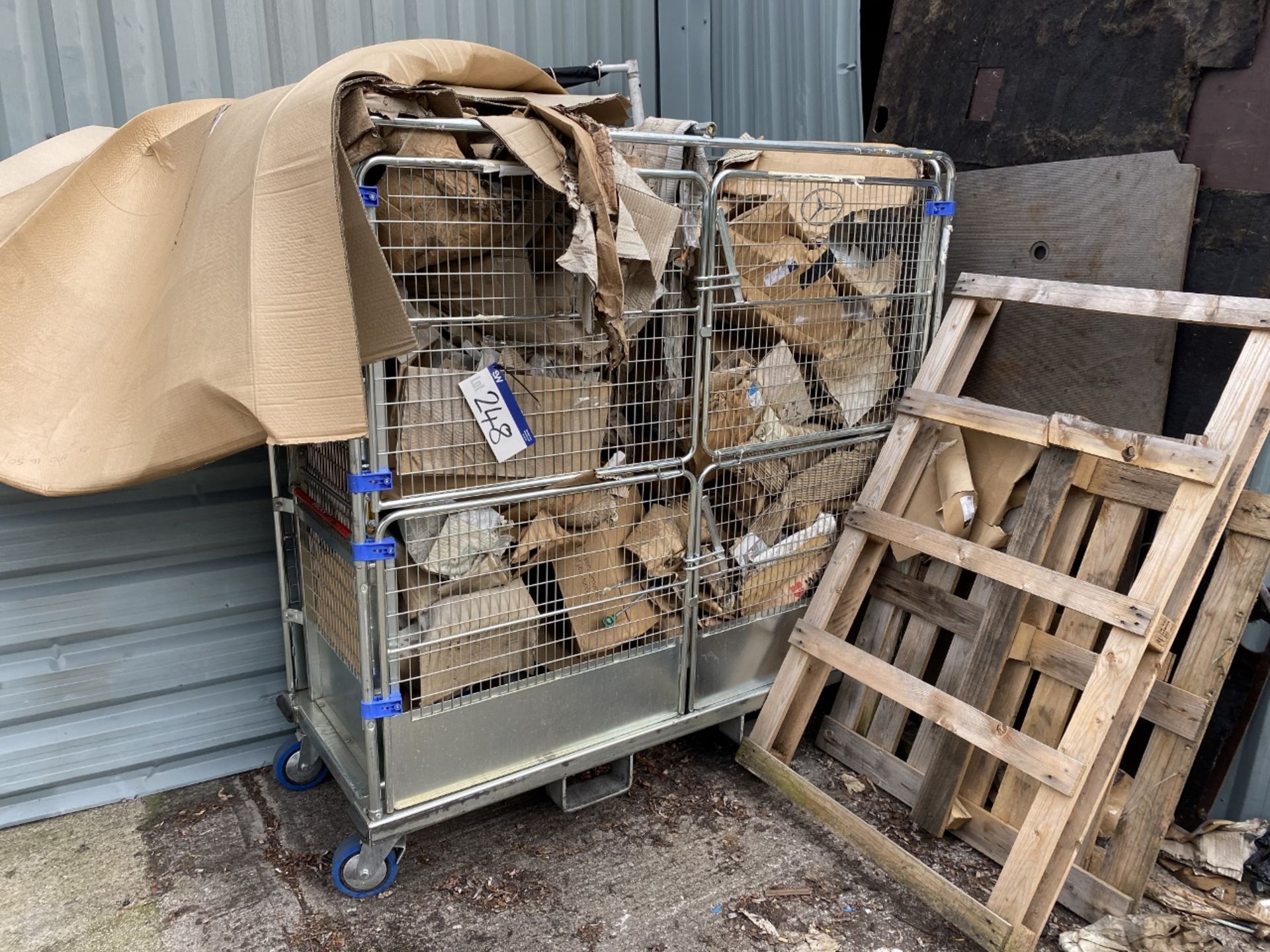 Wire Mesh Steel Cage Trolley with forklift eyelets (lot located at Briscoe Lane, Newton Heath,