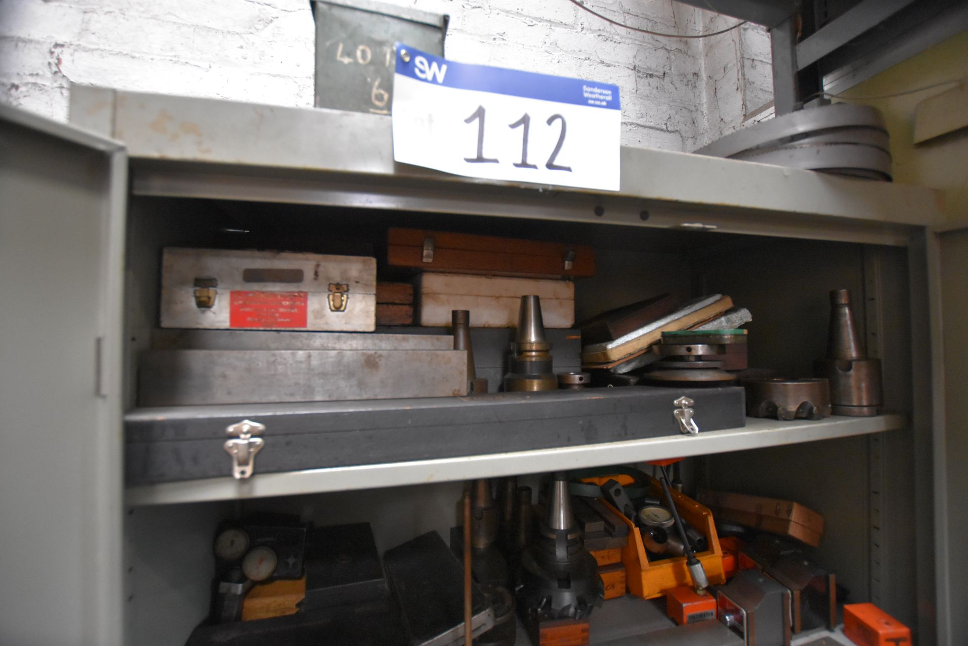 Double Door Steel Cabinet, with contents including inspection equipment, magnetic bases, micrometers - Image 3 of 8