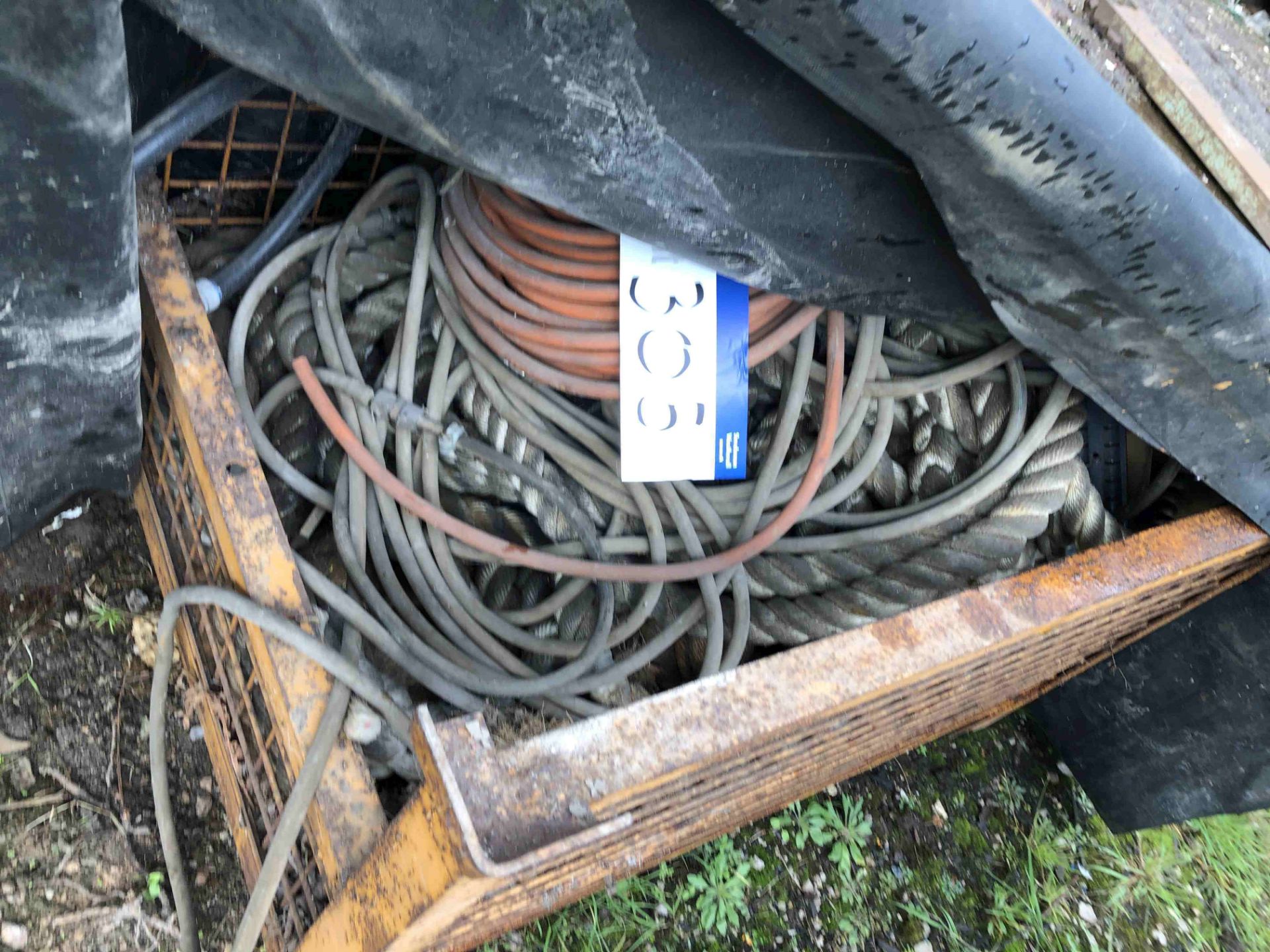Contents of Box Pallet, including rope and flexible pipe