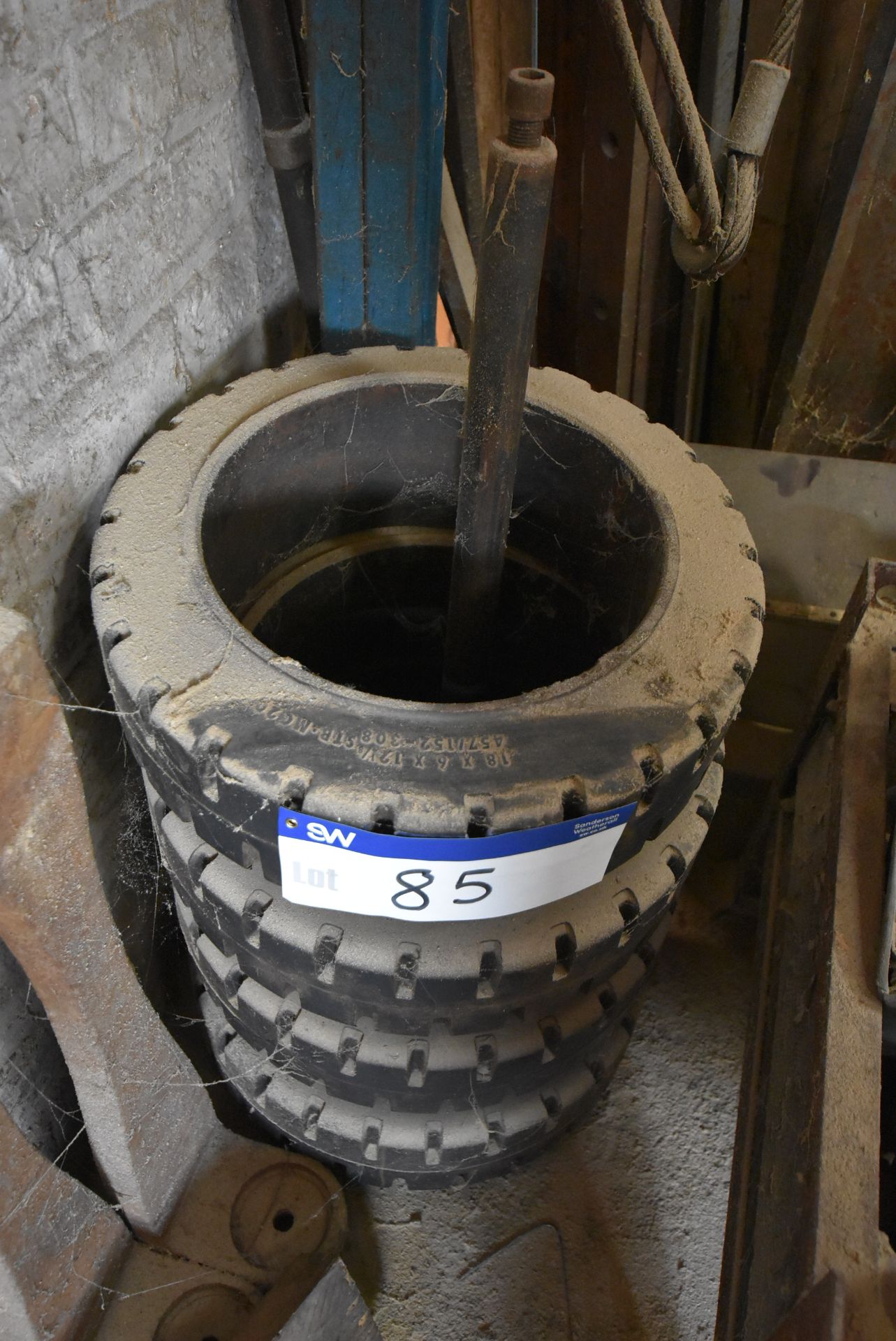 Four 18x6x12 and 1 8 Solid Tyres