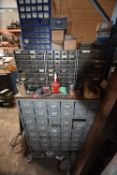 Multi-Drawer Steel Cabinet, with contents comprising mainly imperial bolts and fastenings, with