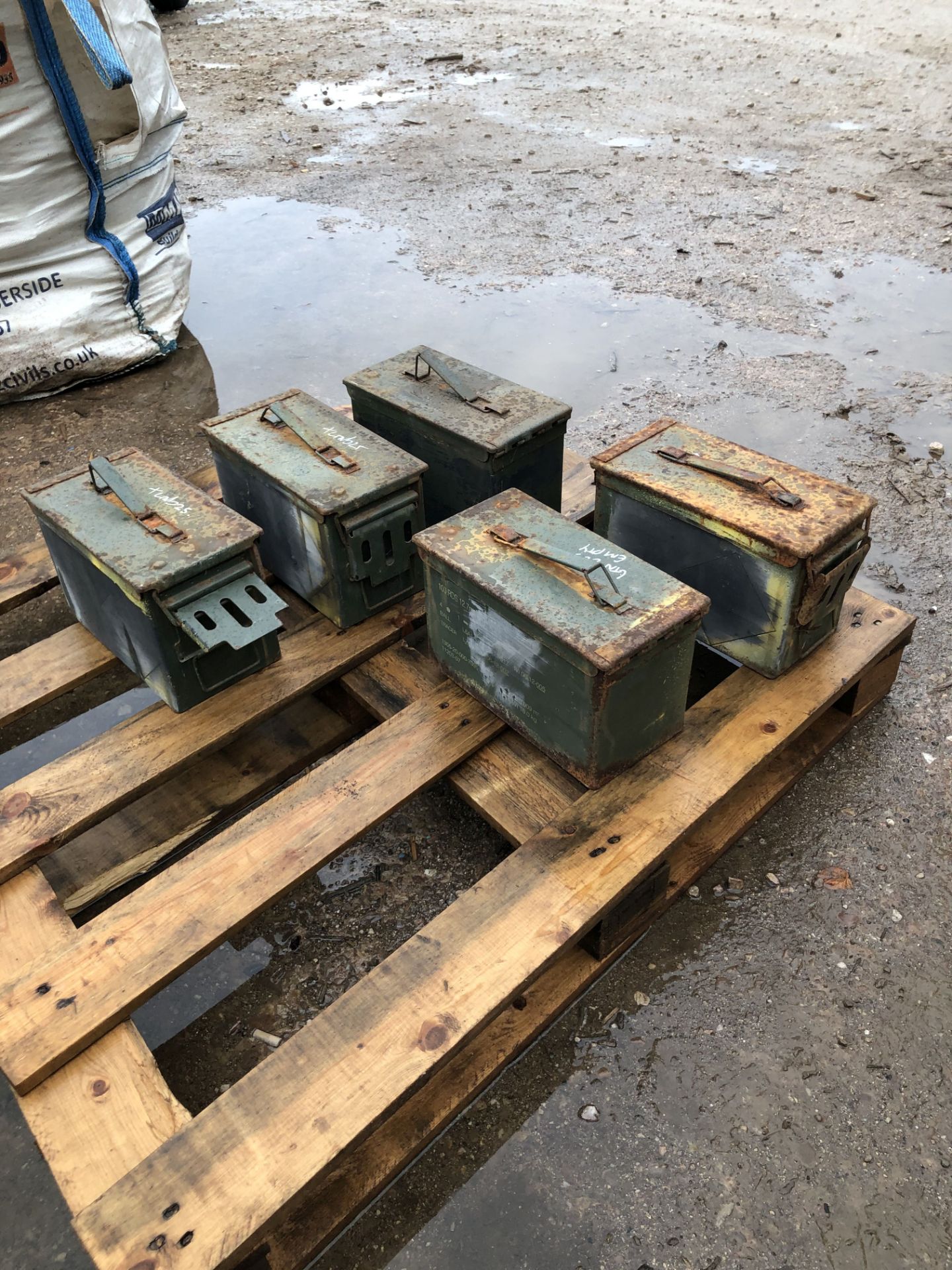 Five Steel Ammo Boxes, each approx. 300mm x 160mm x 190mm deep