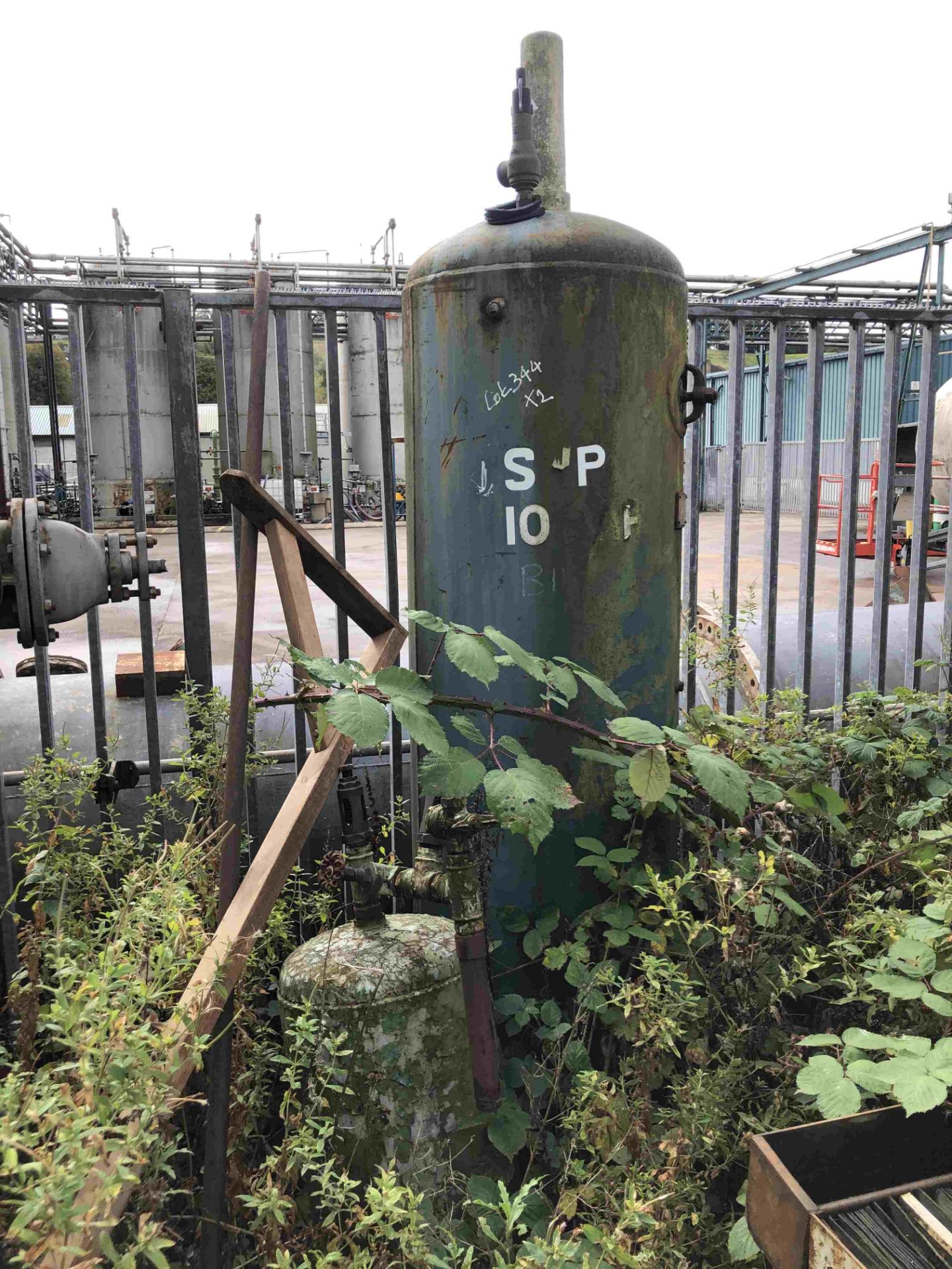 Two Vertical Welded Steel Air Receivers, one approx. 600mm x 1.6m deep, one approx. 300mm x 900mm