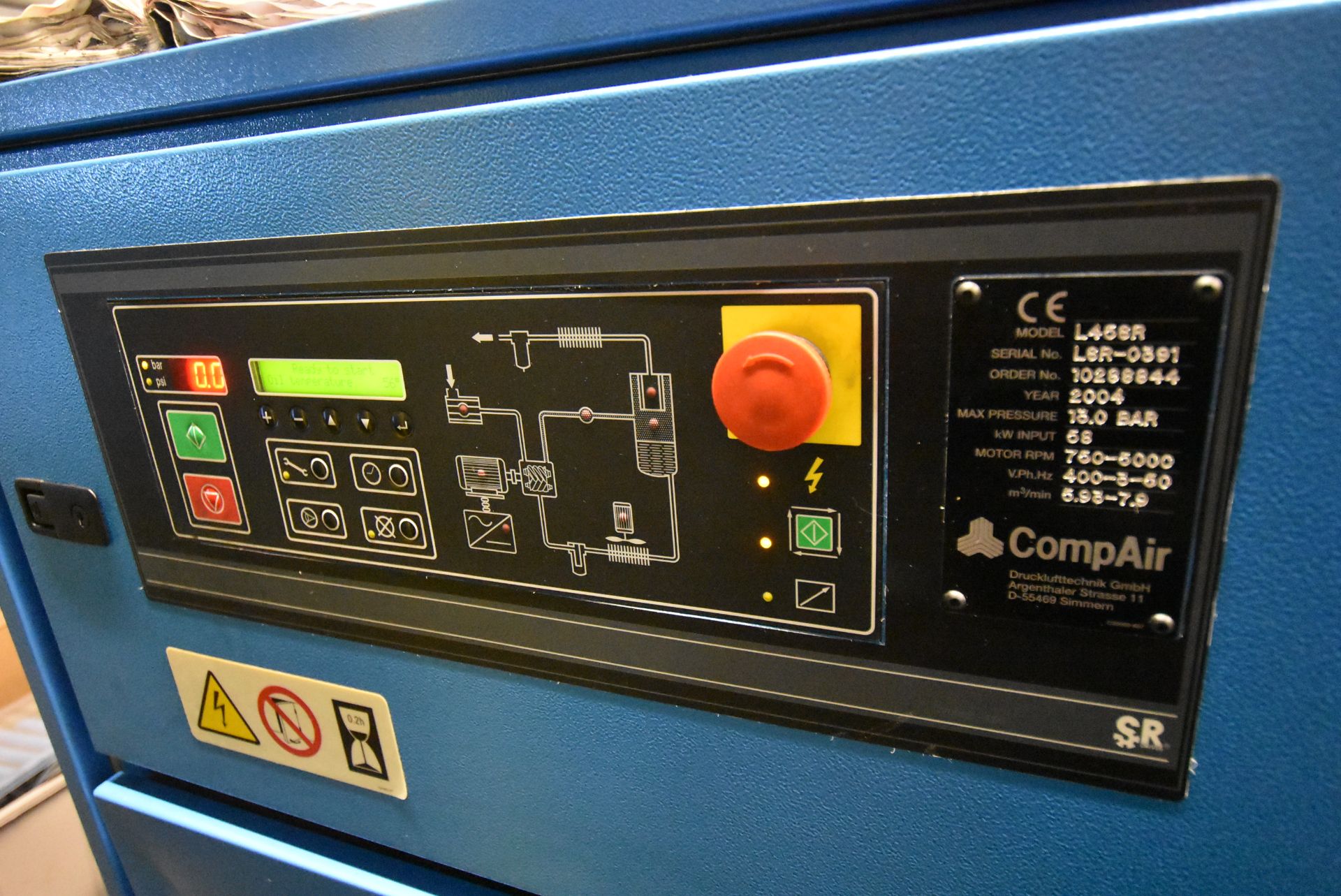 CompAir L45SR PACKAGED AIR COMPRESSOR, serial no. LSR-0391, year of manufacture 2004, 13.0 bar - Image 2 of 5