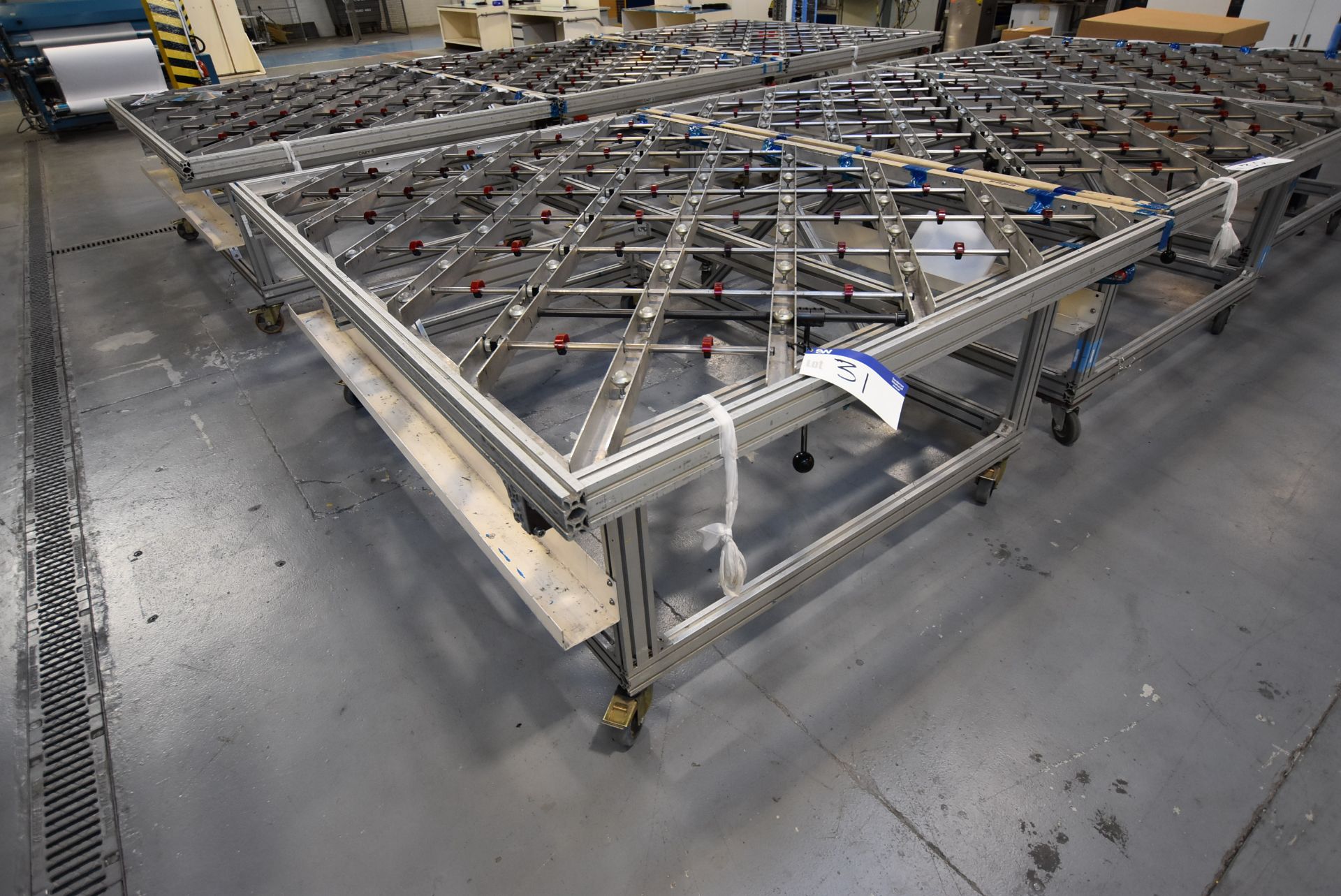 Alloy Framed Roller Feed Table, approx. 1.8m x 2.4m x 880mm high