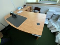 Light Oak Veneered Pedestal Desk, with extension t