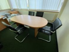 Oval Shaped Light Oak Veneered Meeting Table, with