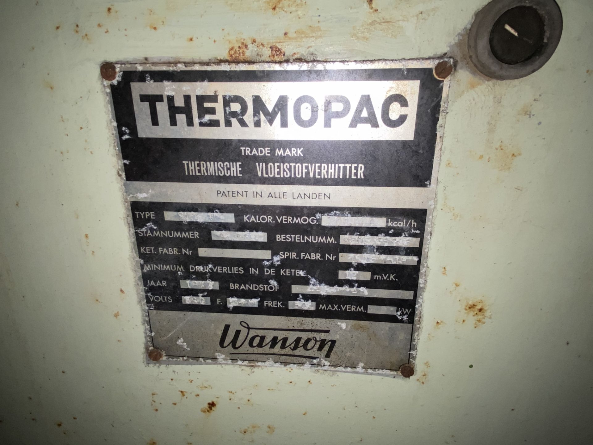 Wanson 200 litre Thermopac Thermal Fluid Heater, 3 - Image 3 of 3