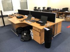 Two Beech Effect Curved Cantilever Desks, 1800mm w