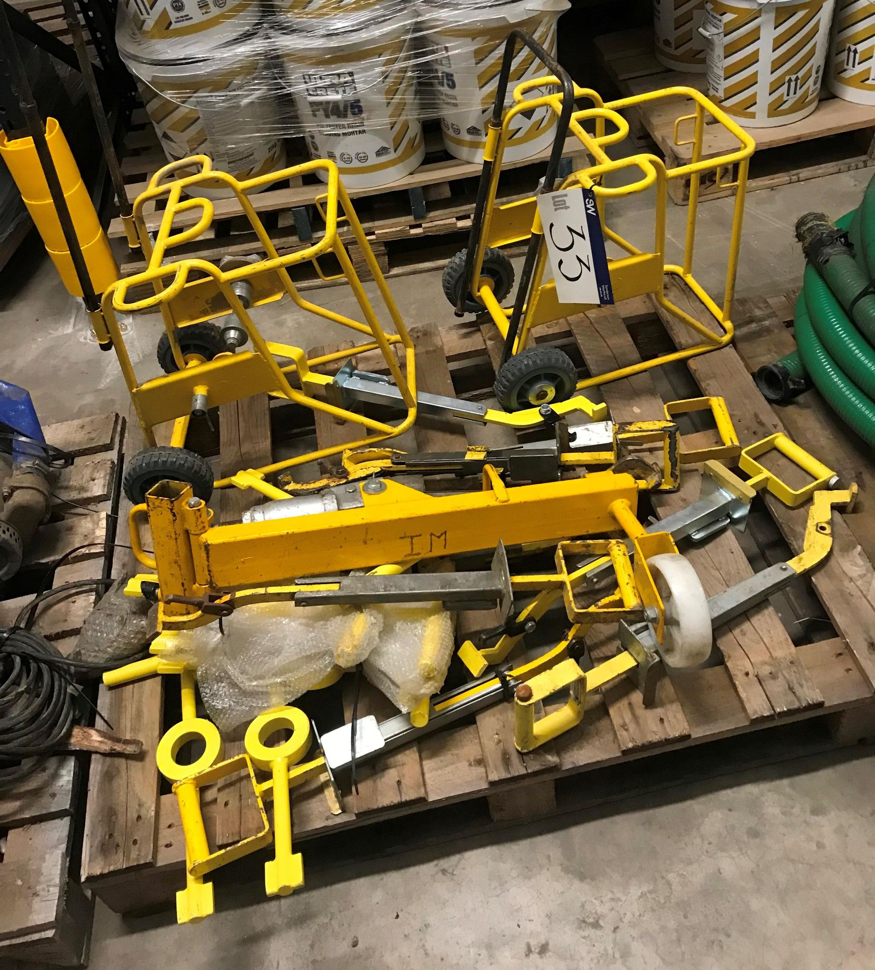 Two Metal Framed Cable Reel Trolleys, with six man