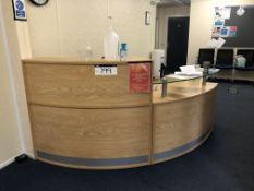 Light Oak Curved two tier Reception Desk with glas