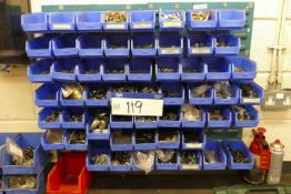 Plastic Stacking Bins, with contents including mainly nuts and bolts