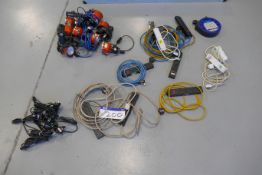 Electrical Equipment, including eight hand held lights, 240V extension cables and kettle leads, as