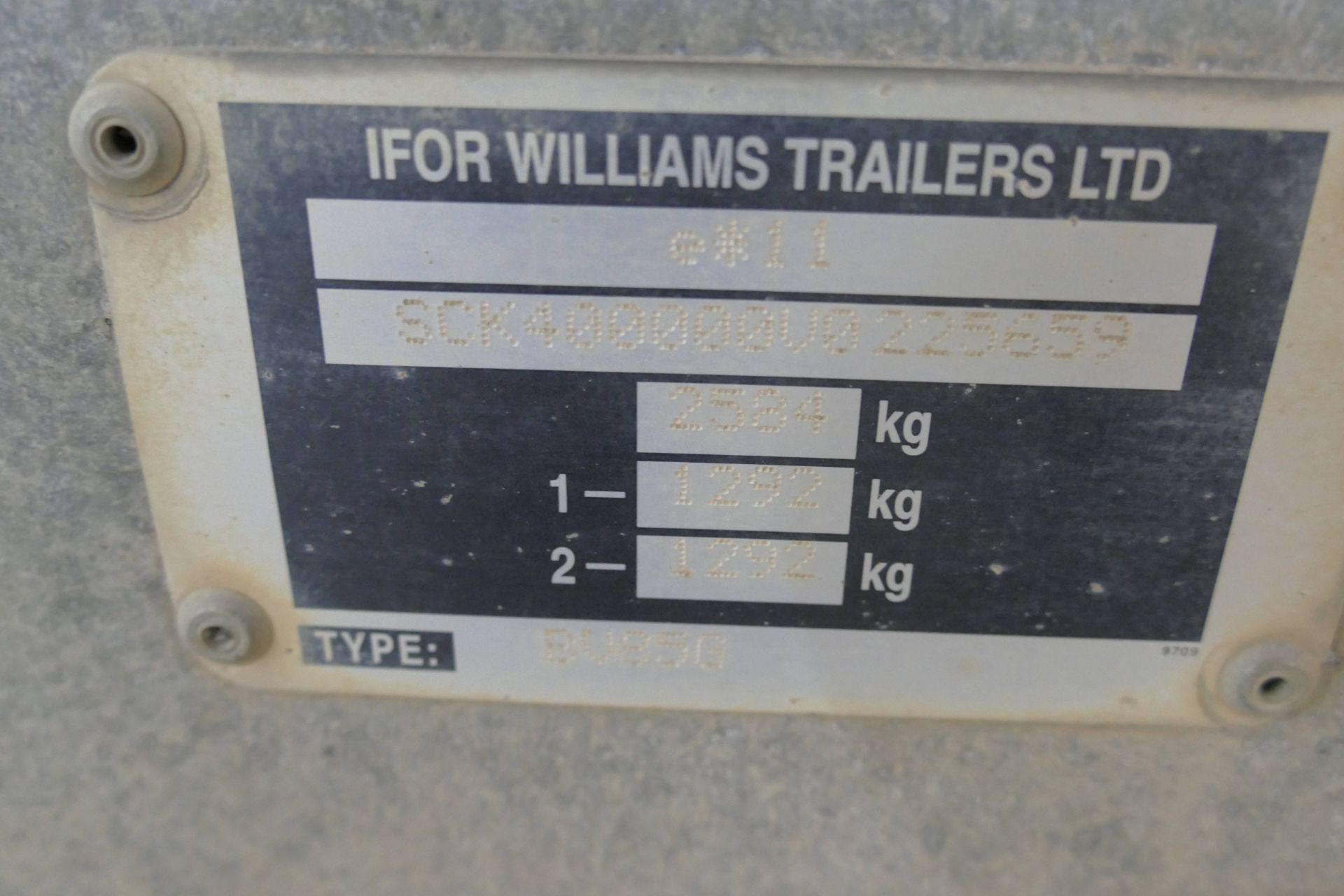 Ifor Williams BV85G TWIN AXLE BOX TRAILER, serial no. SCK400000V0225659, 2584kg, with GRP sides, - Image 7 of 7