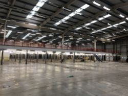 Short Notice - Large Steel Framed Mezzanine Floor with Loading Safety Gate circa 1,800 sq m