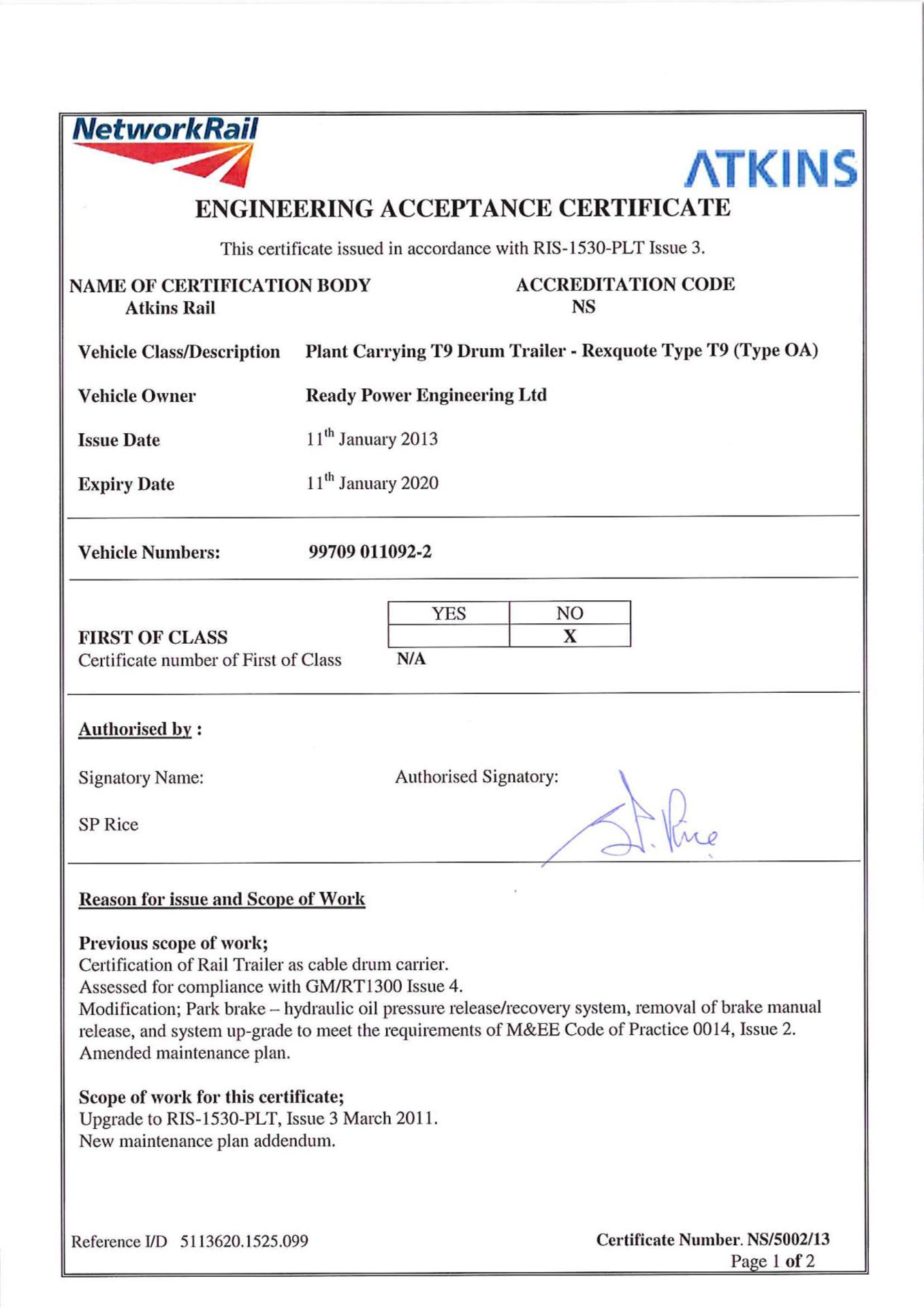 Rexquote T9 12 tonne payload DRUM RAIL TRAILER, (type 0A), year of manufacture understood to be - Image 10 of 11