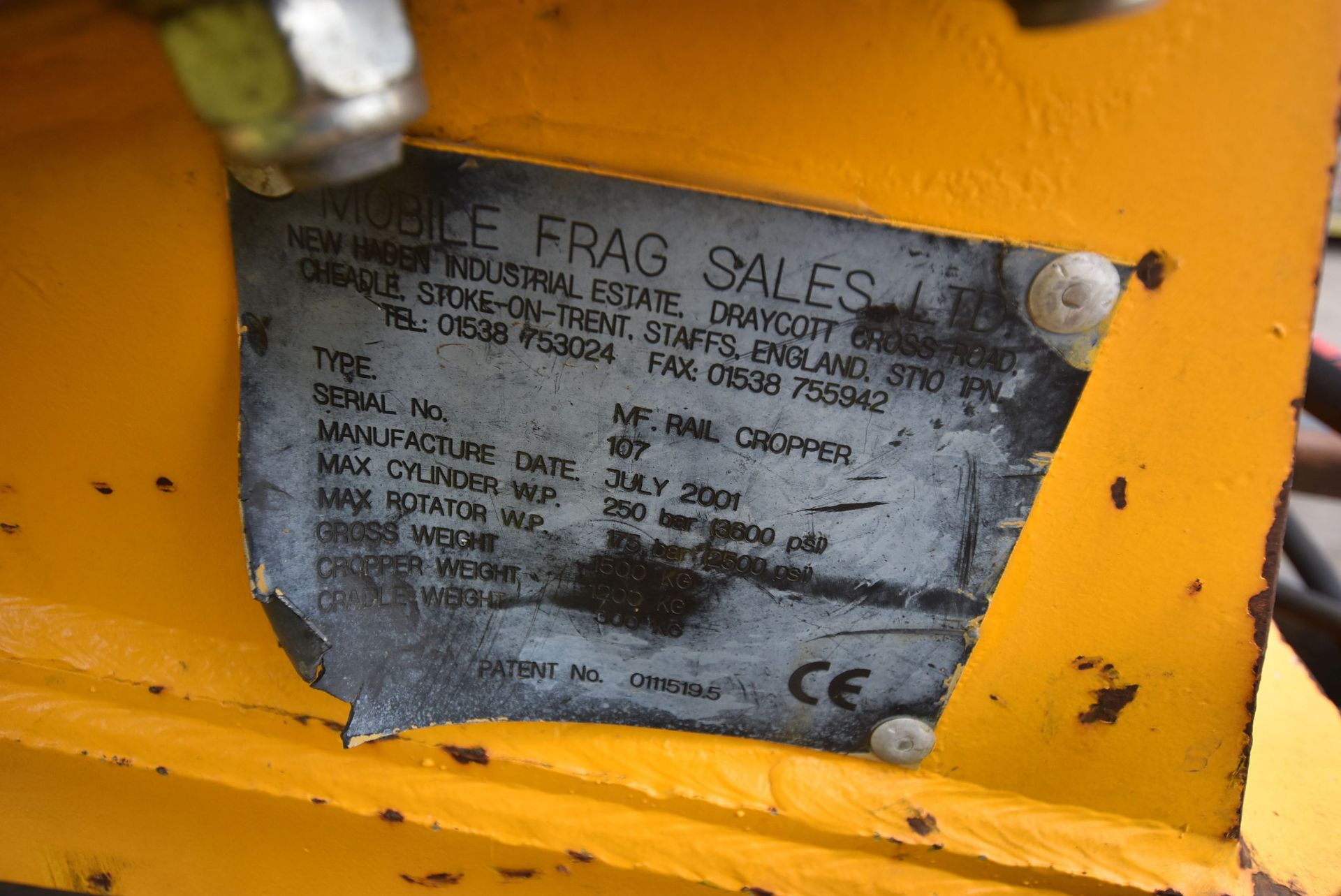 Mobile Frag Sales MF. HYDRAULIC RAIL CROPPER, serial no. 107, year of manufacture 2001, with steel - Image 5 of 12